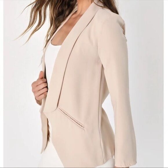 NWT- Lulus cream open draped-Lightweight Miss Punctuality  blazer- Size XS - Picture 2 of 15